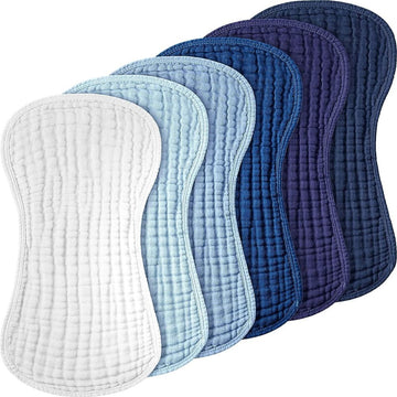 Six large unisex baby burp cloths from Everything Baby, soft cotton set for newborns, suitable for boys and girls.