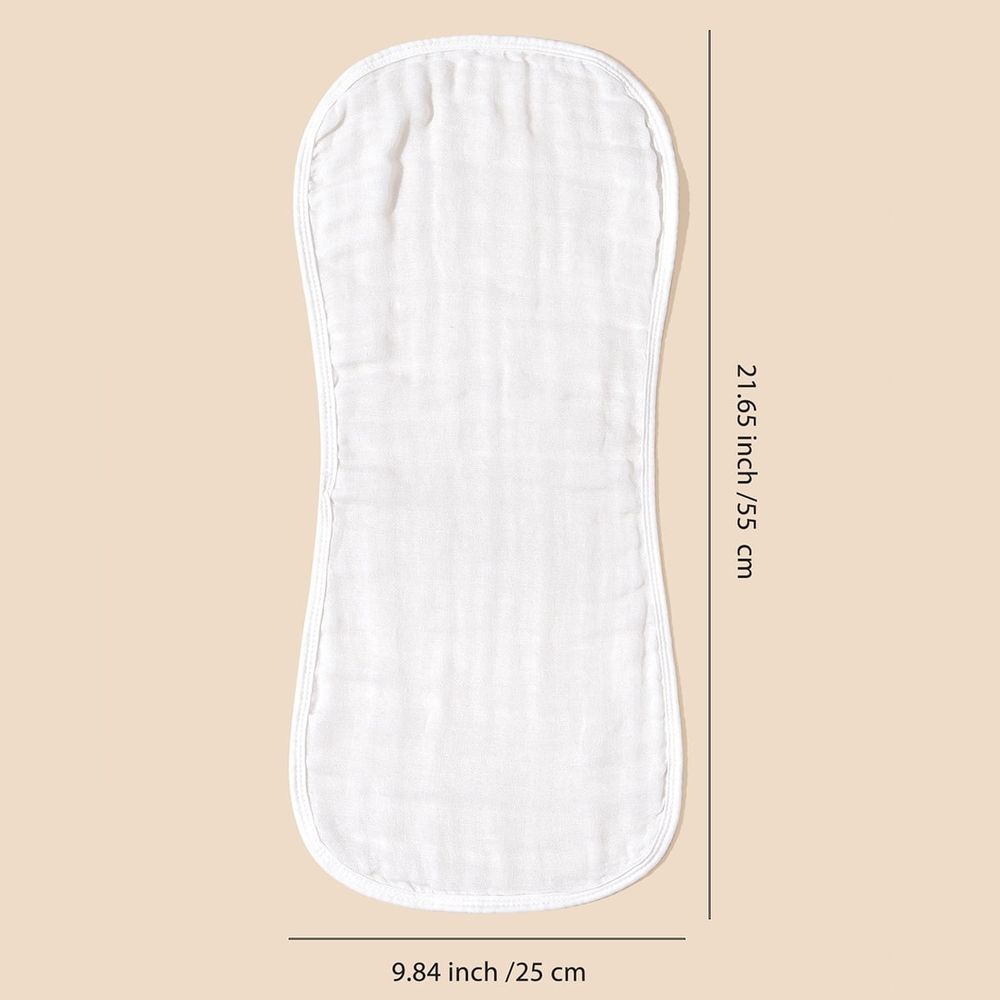 Six-piece set of large cotton baby burp cloths for boys and girls, soft and absorbent for newborn feeding and burping.