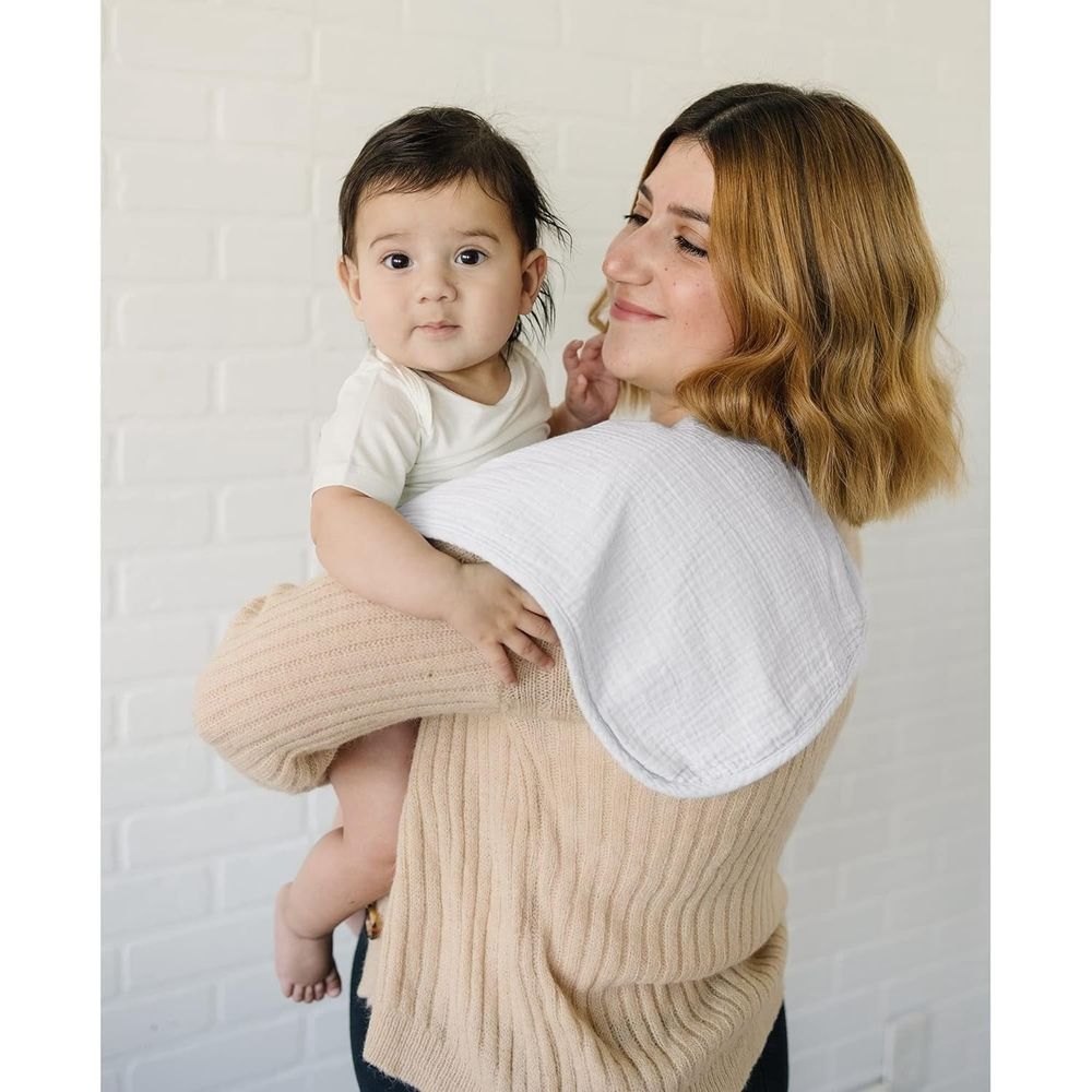 Six large cotton baby burp cloths set by Everything Baby, unisex design, ideal for newborns during feeding and burping.