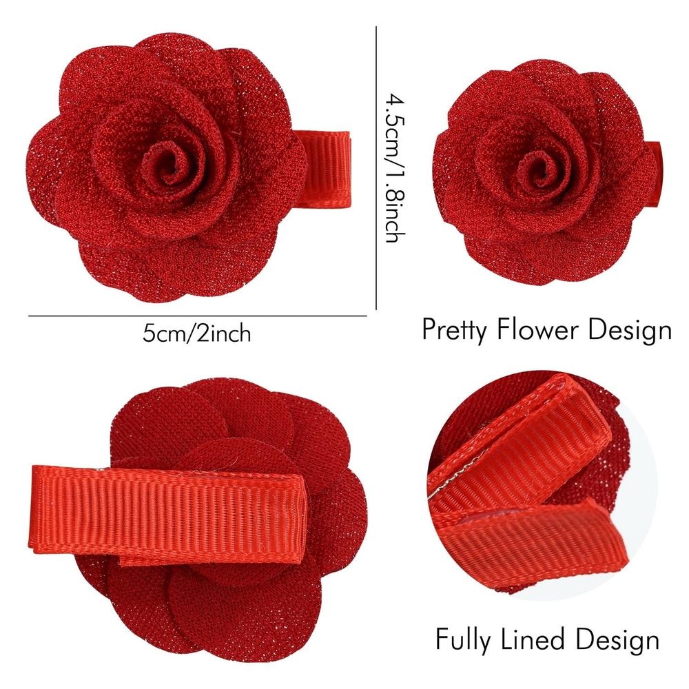 Set of 14 flower hair clips from Everything Baby featuring rose designs, perfect for infants, baby girls, and toddlers.