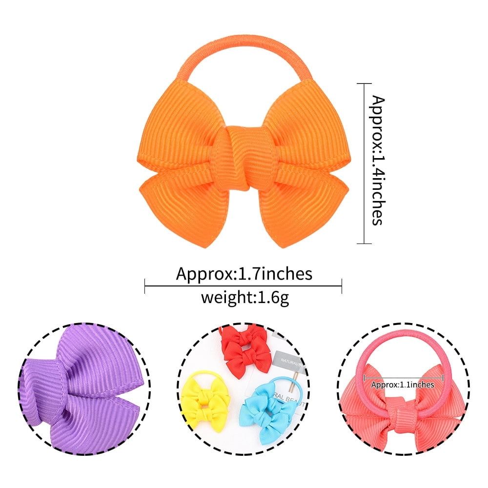 Set of 20 baby hair ties with bows, small elastic ponytail holders for girls and toddlers, toddler hair accessories by Everything Baby.