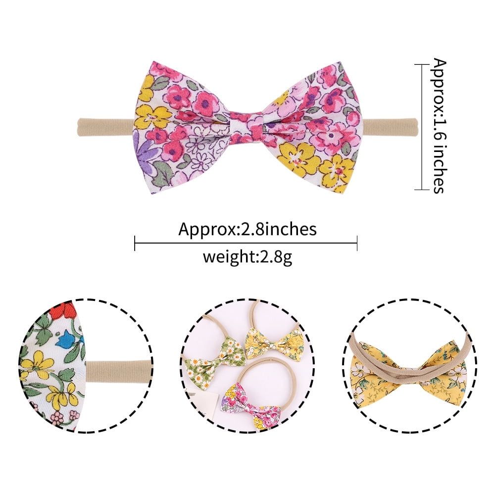 Set of 19 floral baby girl hair bow headbands with stretchy elastic bands for newborns, infants, and toddlers by Everything Baby.