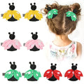 Set of 8 baby hair bows featuring cute bee and ladybug designs, perfect for toddler and infant girls' hair accessories.