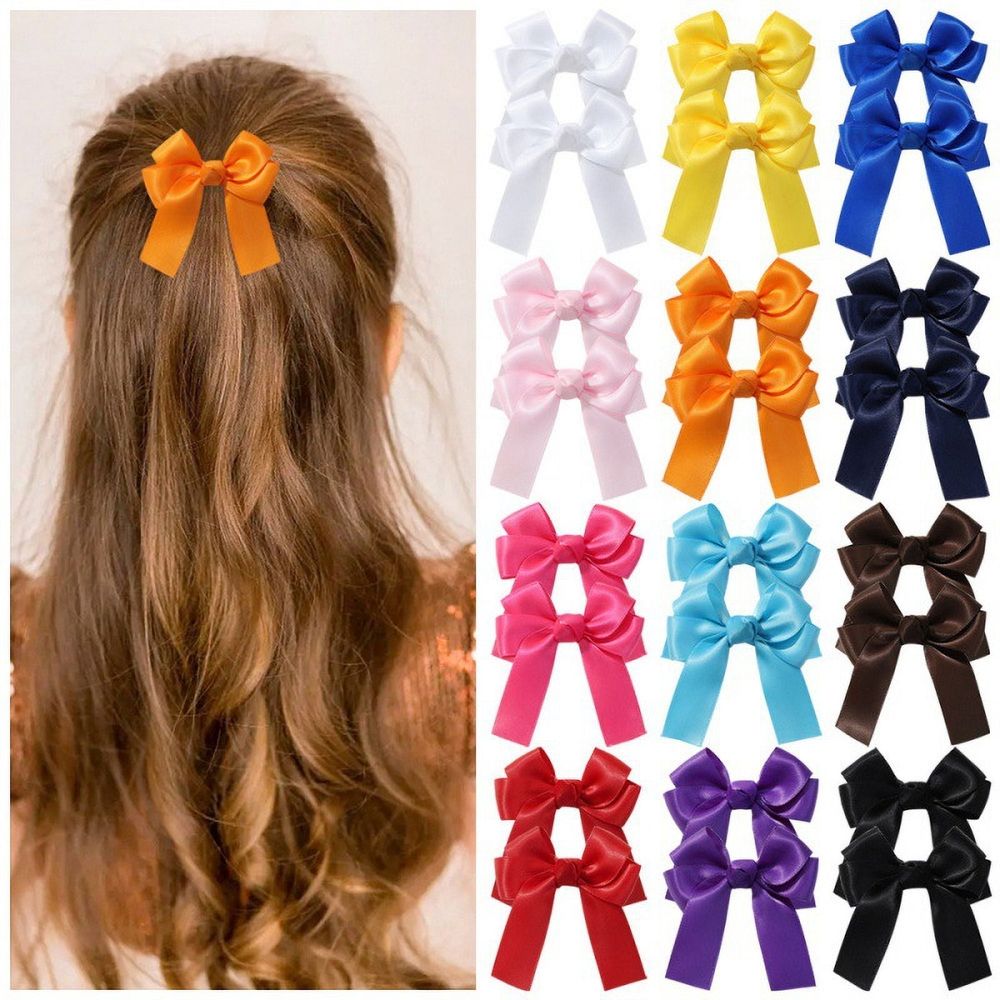 Set of 24 colorful hair bow clips for girls and toddlers with alligator clips, ideal for baby and kids hair accessories.