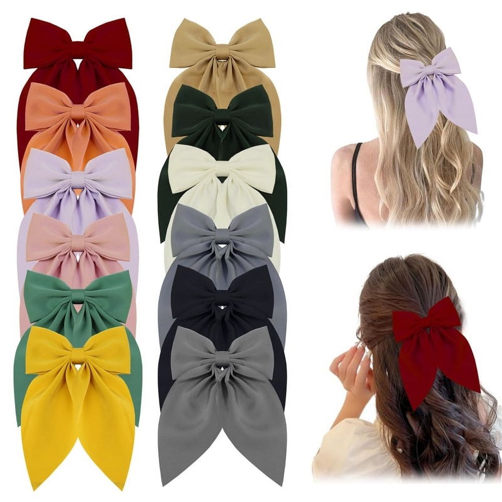 Big pink bow alligator hair clip for girls and women, featuring a duckbill barrette with cute hair bow accessory.