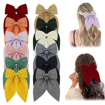 Big pink bow alligator hair clip for girls and women, featuring a duckbill barrette with cute hair bow accessory.