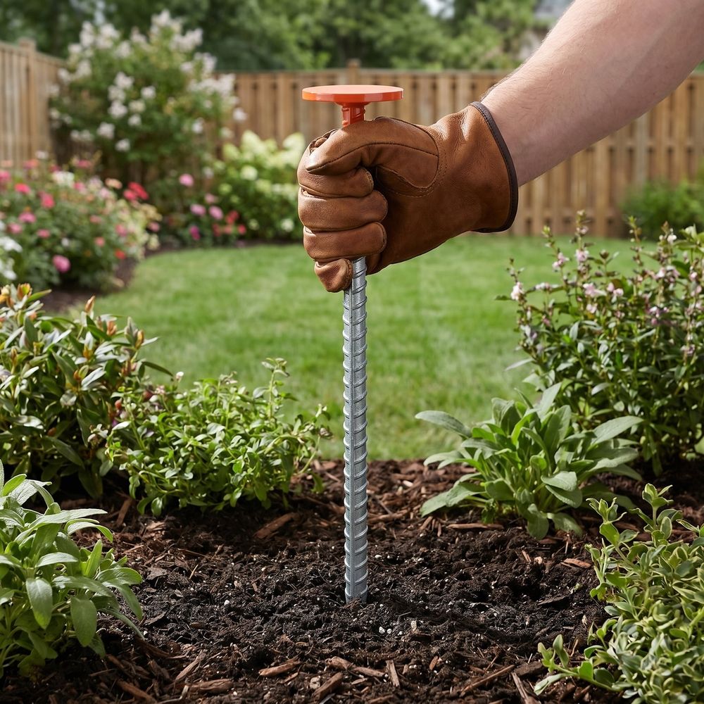 Heavy-duty metal survey marker stakes from Everything Baby, designed for ground markings and precise construction line setup.