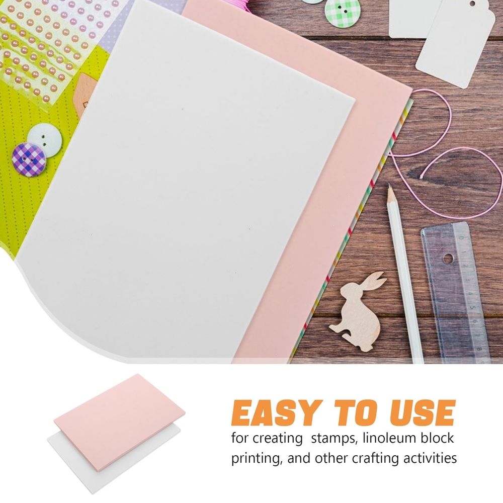 Four-piece linoleum block set with rubber carving bricks for printmaking and arts projects, suitable for beginners.