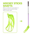 Lightweight green curved floorball stick blade replacement for indoor high-intensity floorball games, designed for kids and outdoor play.