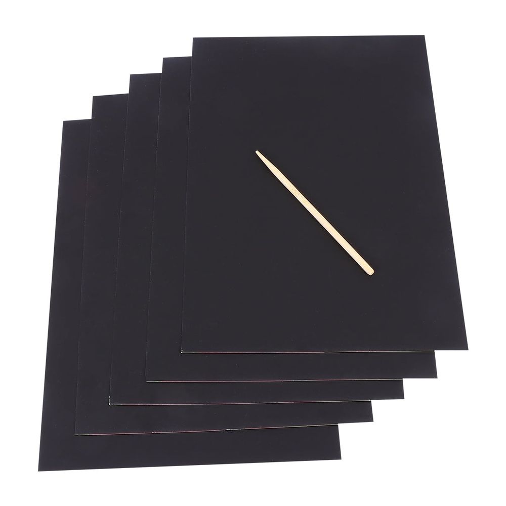 Two packs of black scratch drawing paper for kids and adults, safe art supplies for home and nursery creative activities.