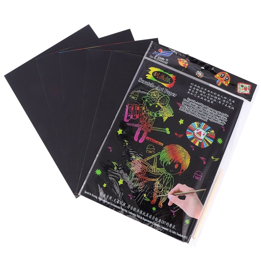 Two packs of black scratch drawing paper for kids and adults, safe art supplies for creative drawing and coloring at home or nursery.