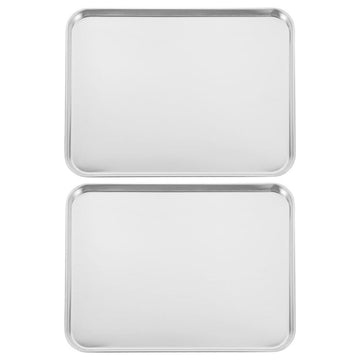 Set of 2 Stainless Steel Rectangular Serving Trays Food Pans for Parties and Catering