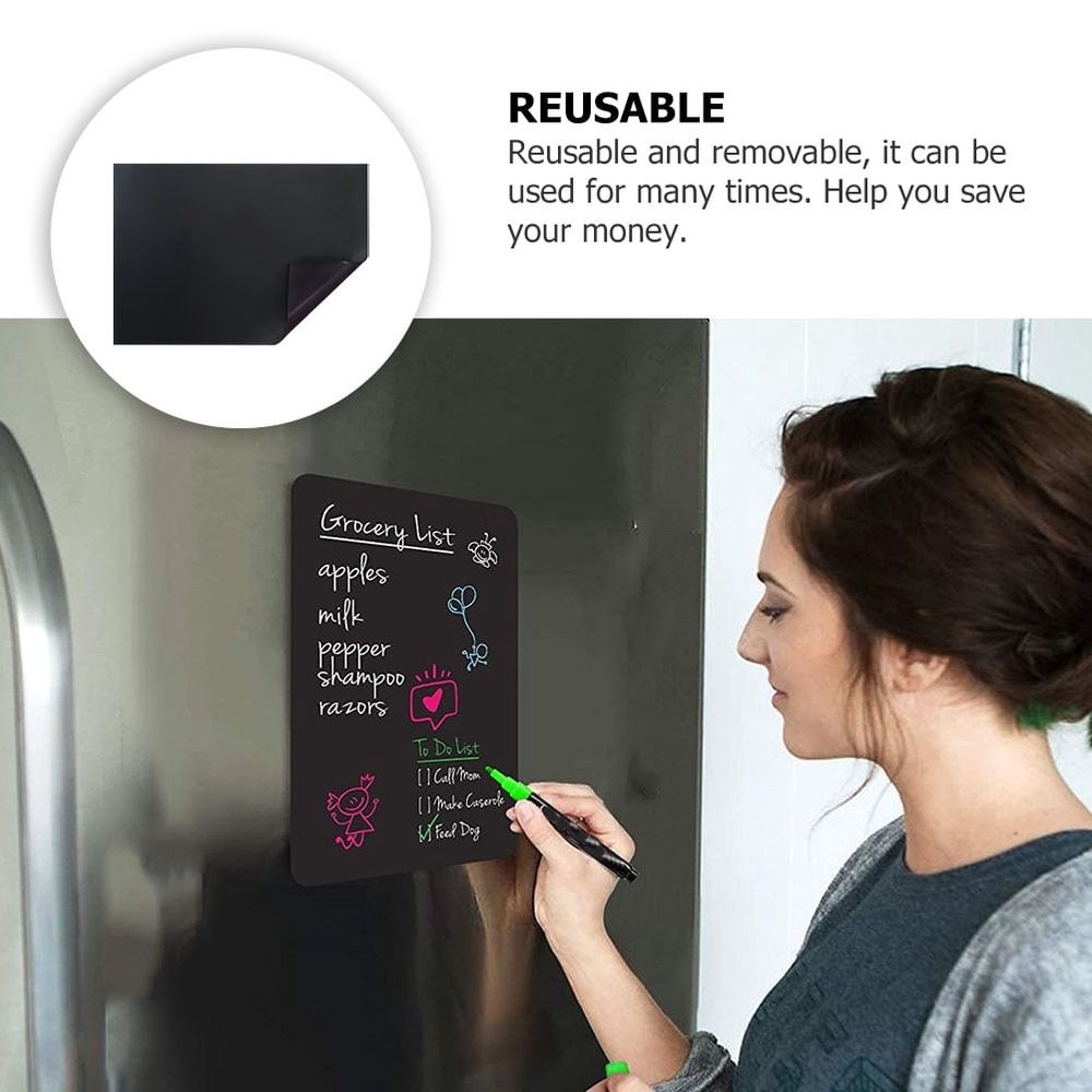 Magnetic mini chalkboard set with writable surface, ideal for fridge use, from Everything Baby, designed for kids' building and play activities.