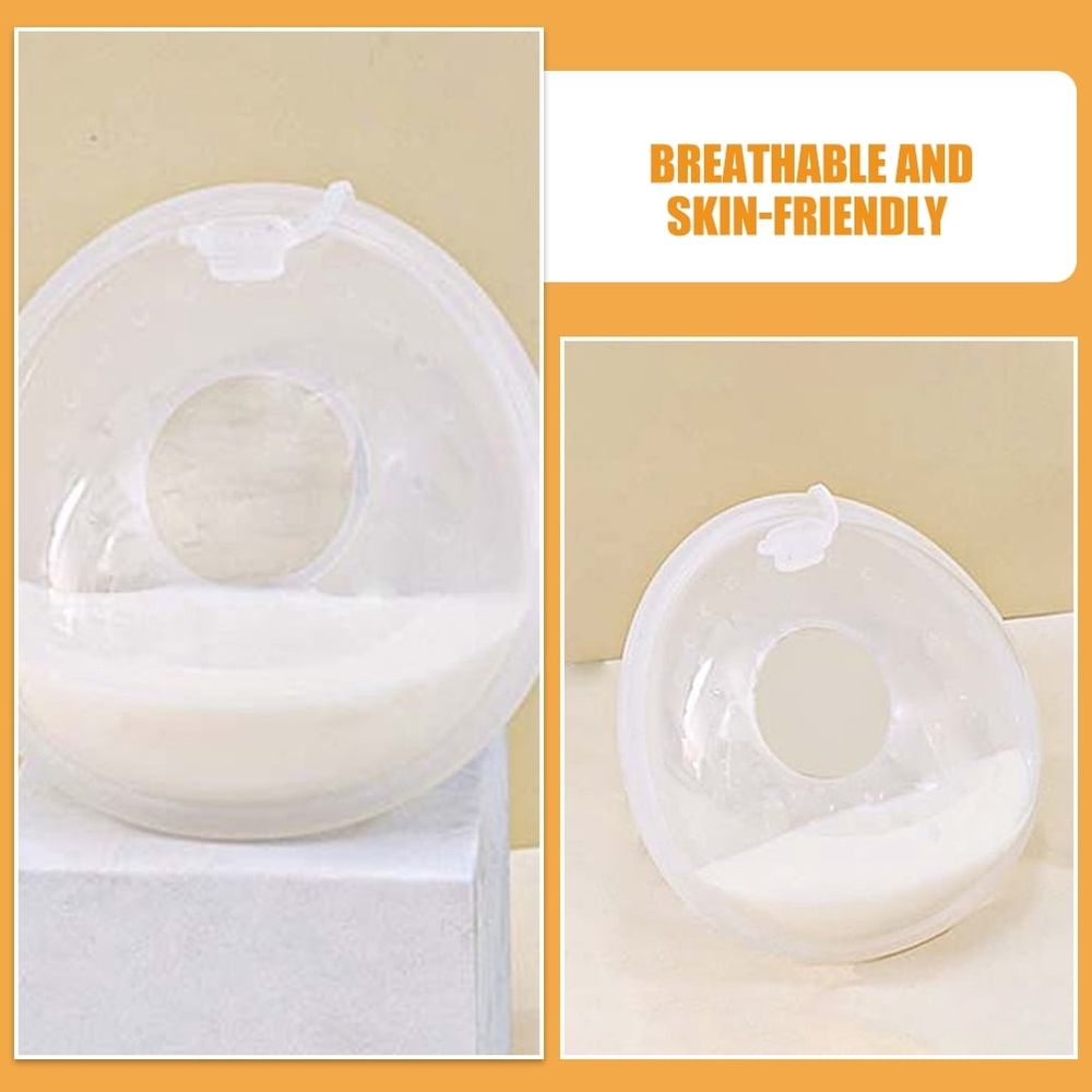 Two leakproof silicone breastfeeding pads from Everything Baby, designed for comfortable and convenient nursing for moms.