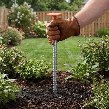 Heavy-duty metal survey marker stakes by Everything Baby used for ground markings and precise construction line setup.