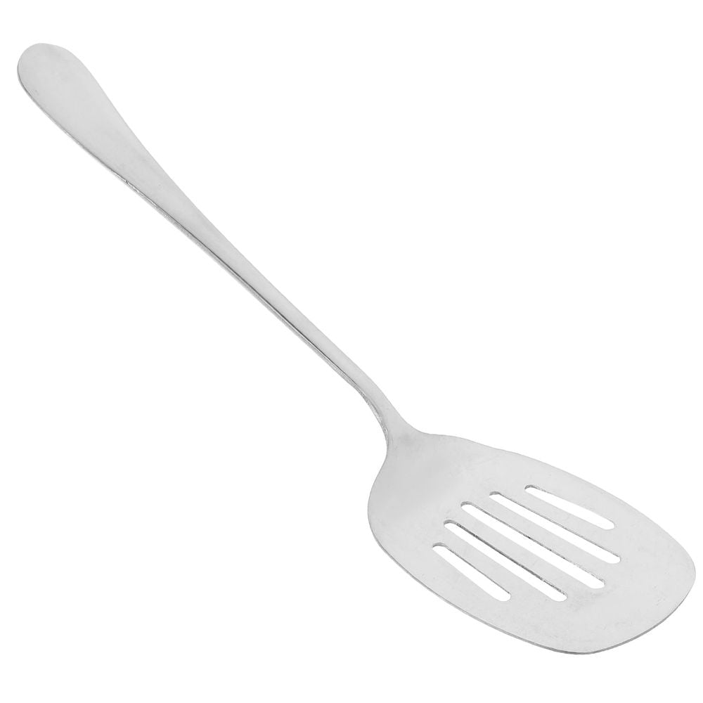 Stainless steel slotted shovel by Everything Baby, ideal for outdoor play and barbecues, plated silver color.