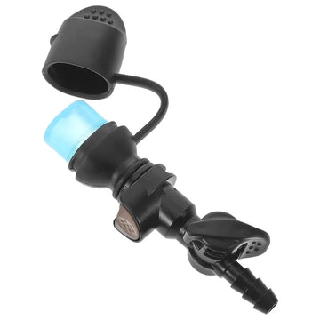 Black silicone hydration bladder mouthpiece with high-flow valve and detachable dust cover for baby and kids nursing health kits.