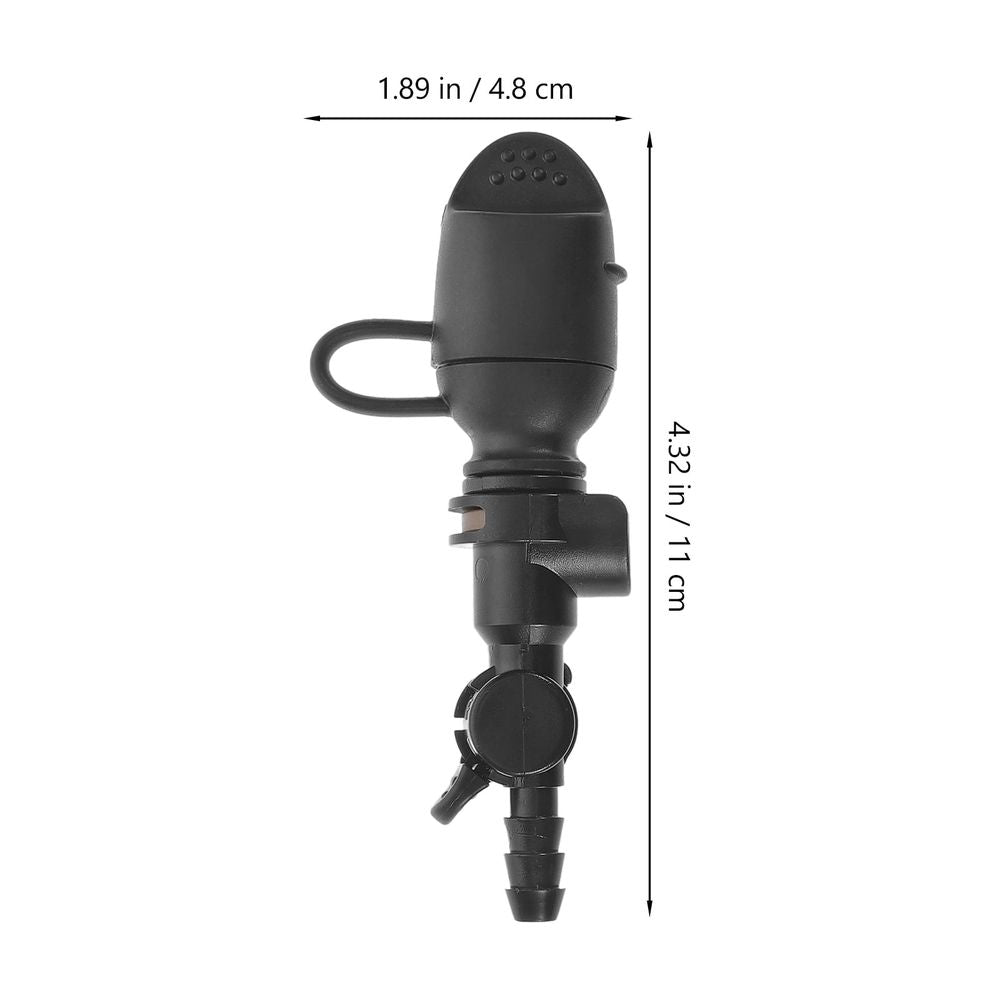Black silicone hydration bladder mouthpiece with high-flow antifreeze valve and detachable dust cover for baby and kids nursing kits.