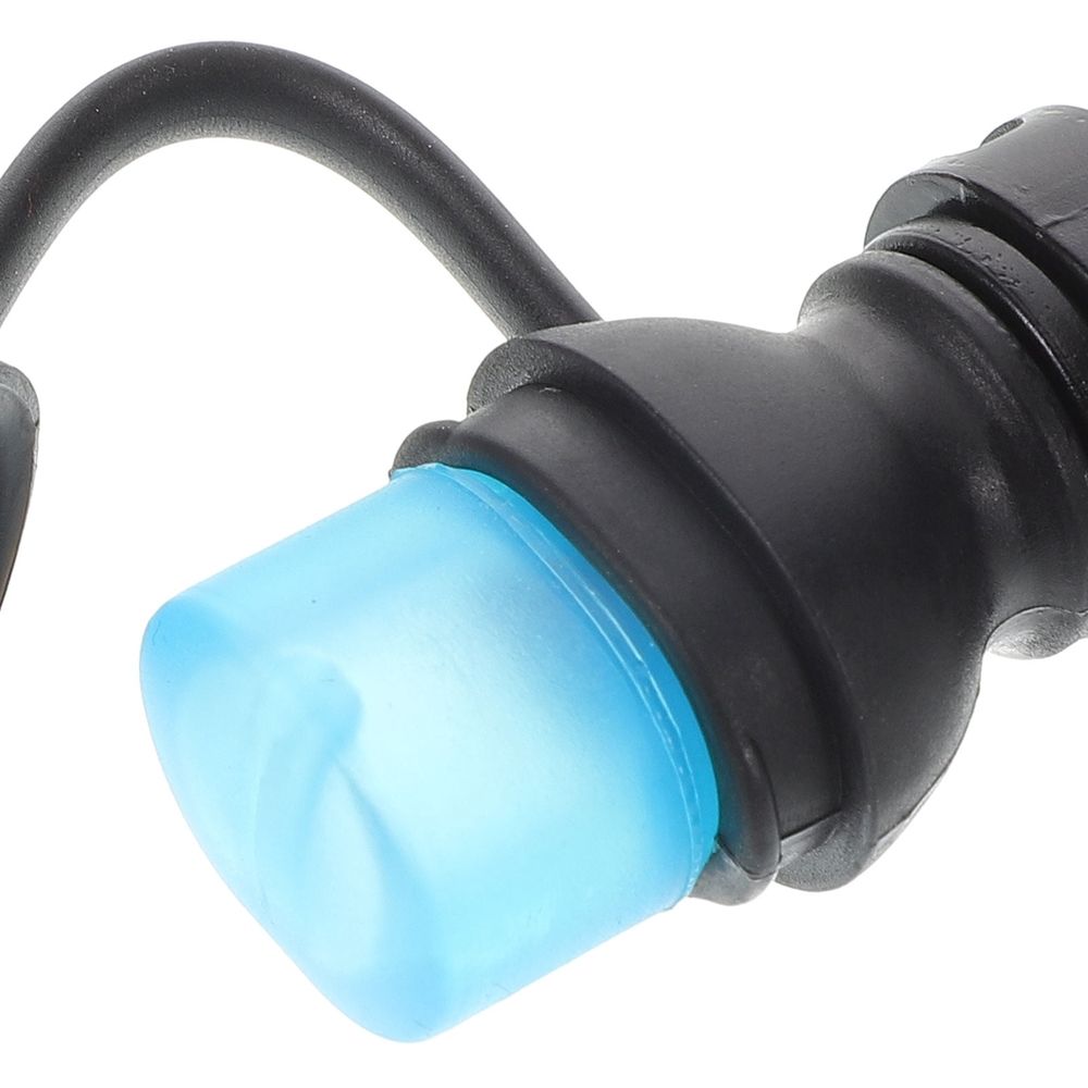 Black silicone hydration bladder mouthpiece with high-flow antifreeze valve and detachable dust cover for baby and kids nursing kits.