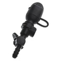 Black silicone hydration bladder mouthpiece with high-flow antifreeze valve and detachable dust cover for baby and kid nursing kits.