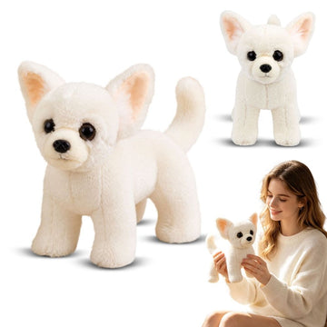 Realistic Chihuahua Plush Stuffed Animal, 9.05 Inch Lifelike Puppy Plush Toy, Soft PP‑Cotton Filled Dog Figure for Home Decor and Gifting