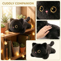 Black cat stuffed animal plush toy with weighted beads, soft short plush cuddle pillow for kids and cat lovers.