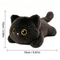 Black cat stuffed animal plush toy with weighted beads, soft short plush cuddle pillow for kids and adults, perfect gift for cat lovers.