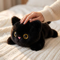 Black cat stuffed animal plush toy with weighted beads, soft plush cuddle pillow for kids and adults, cute cat gift