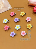 Set of 10 colorful flower hair clips for girls by Everything Baby, perfect for daily wear, vacations, and cute hairstyle accessories.