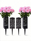 Weather-resistant 4-piece memorial flower stand set with sturdy grave vases for outdoor cemetery decoration and memorial tributes.