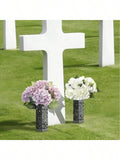 Weather-resistant 4-piece memorial flower stand set with sturdy design for grave decoration and outdoor cemetery use.