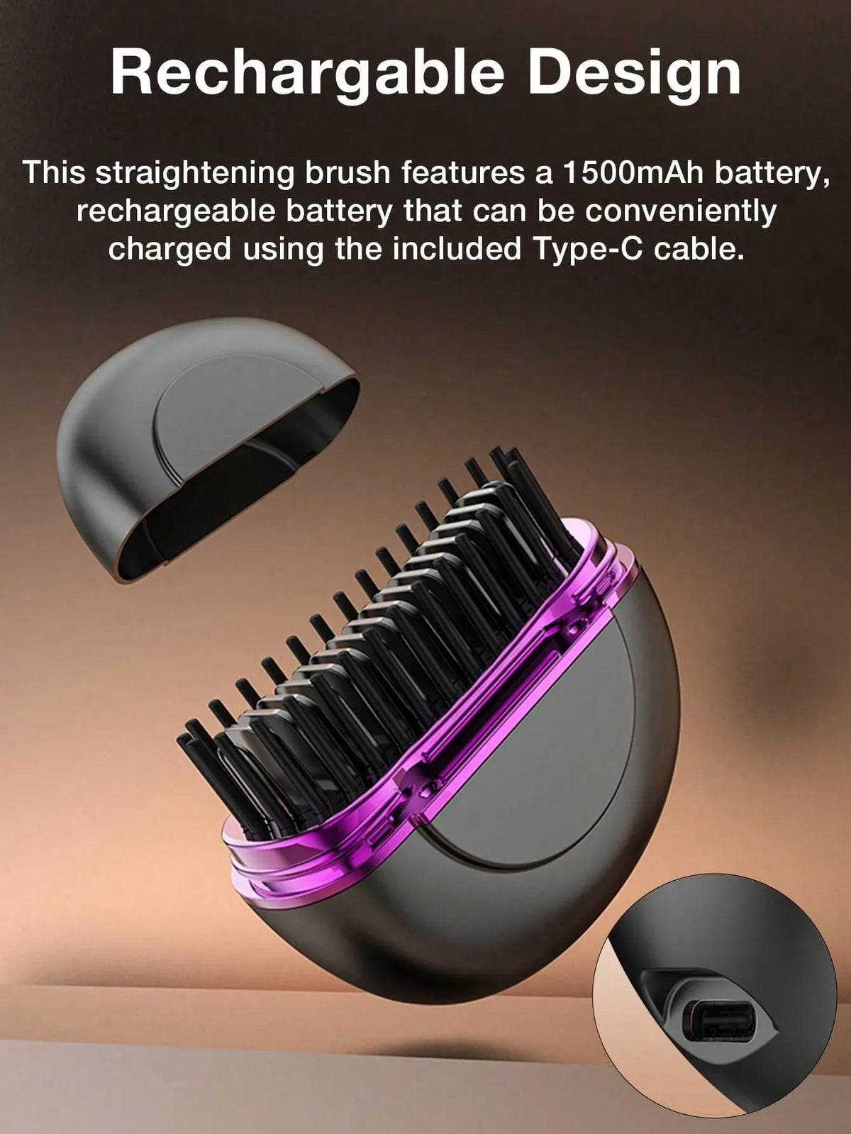 Portable GENAI Mini cordless straight hair comb with negative ions, lightweight design, long battery life, ideal for travel and baby grooming.
