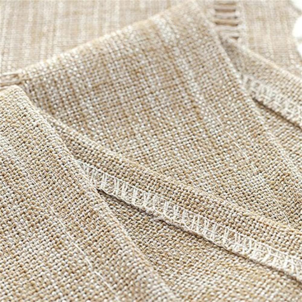 Boho style brown rectangular polyester tablecloth with tassel stripe pattern on a dresser or bedside table, 38x91cm.