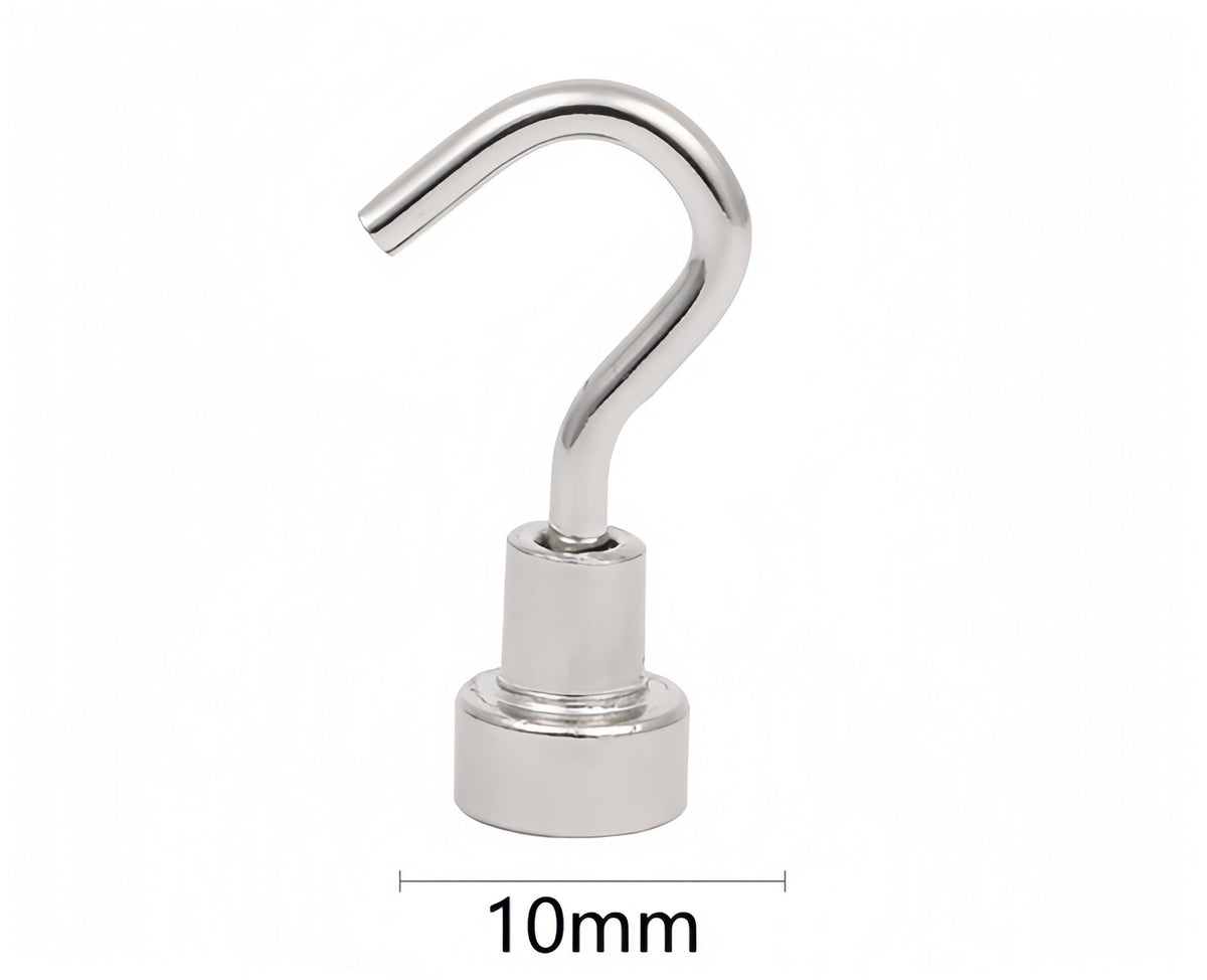 Set of 10 super strong magnetic hooks from Everything Baby, ideal for kitchen, garage, caravan, or wall mounting.