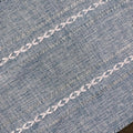 Blue boho style rectangular tablecloth with tassel stripe pattern, polyester woven desk cover for dresser or bedside table.