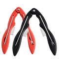Black and red crab disassembly tool set with portable design and built-in storage box for seafood eating and crab cracking.
