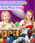 Six wooden percussion shaker eggs with toys inside for toddlers, ideal Easter basket fillers and Montessori pretend play toys.