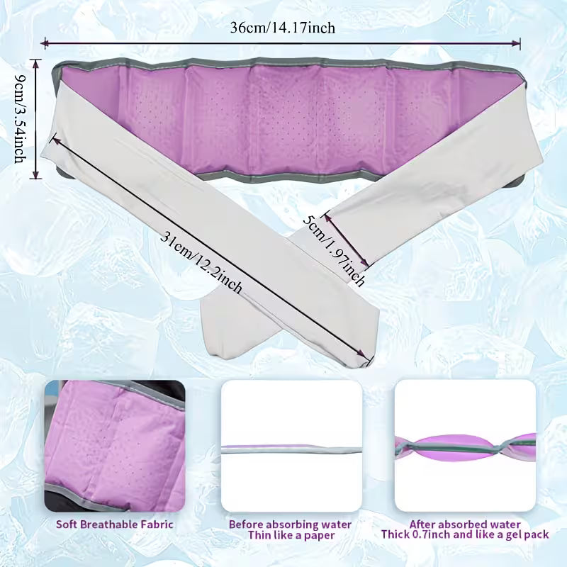 Ice wrap with 7 ice packs for neck and shoulders, reusable cooling support for muscle relief, adjustable and versatile.