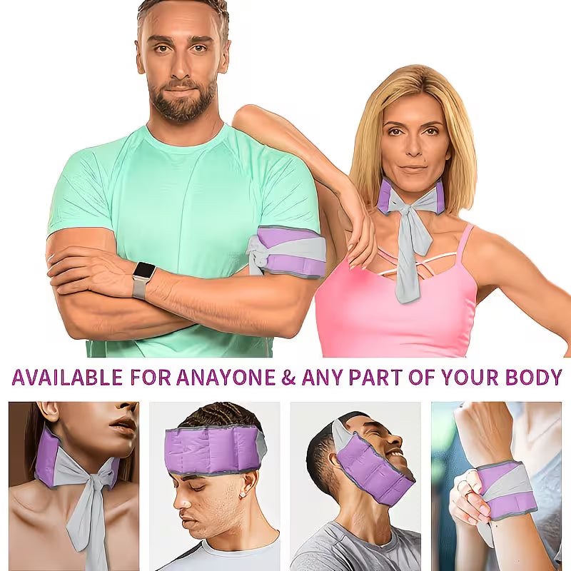 Baby neck and shoulder ice wrap with 7 reusable ice packs, cooling support for pain relief and comfort during activities.