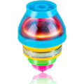 Ten LED flashing UFO spinning tops with gyroscope, colorful lights, and motion, ideal for kids' party favors and activity toys.