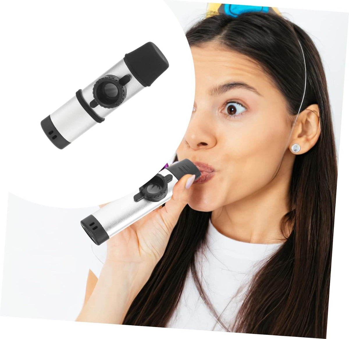 Set of metal kazoos for kids and adults, educational toy harmonicas, ukulele, and trombone instruments for outdoor play.