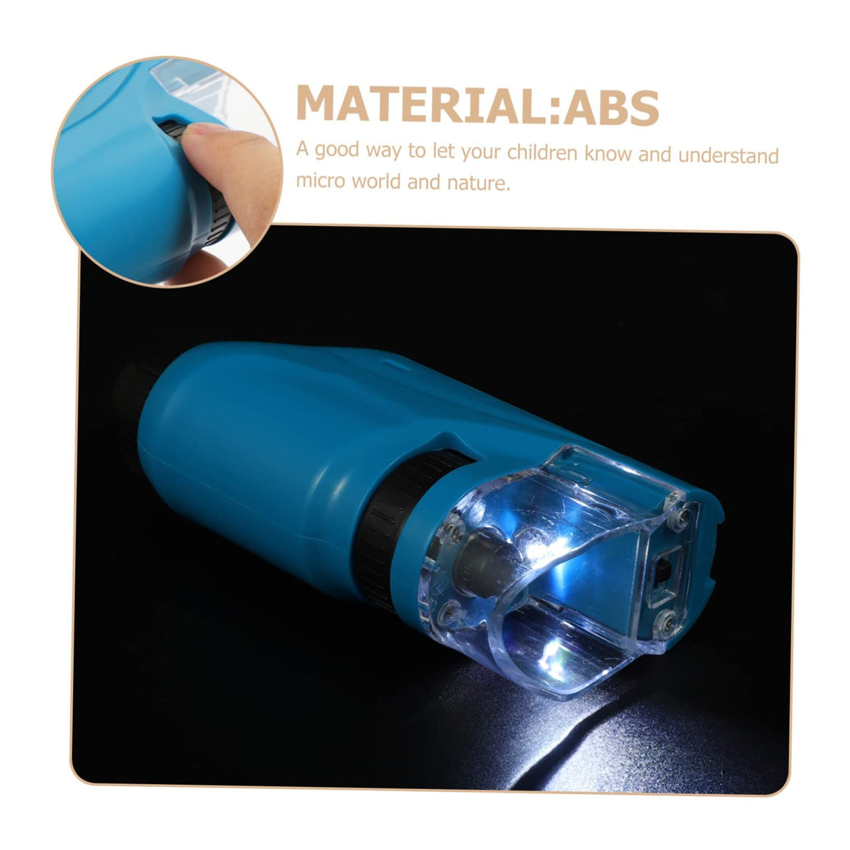 Plastic biological microscope toy for kids, high-definition view, includes accessories for outdoor science exploration and learning.