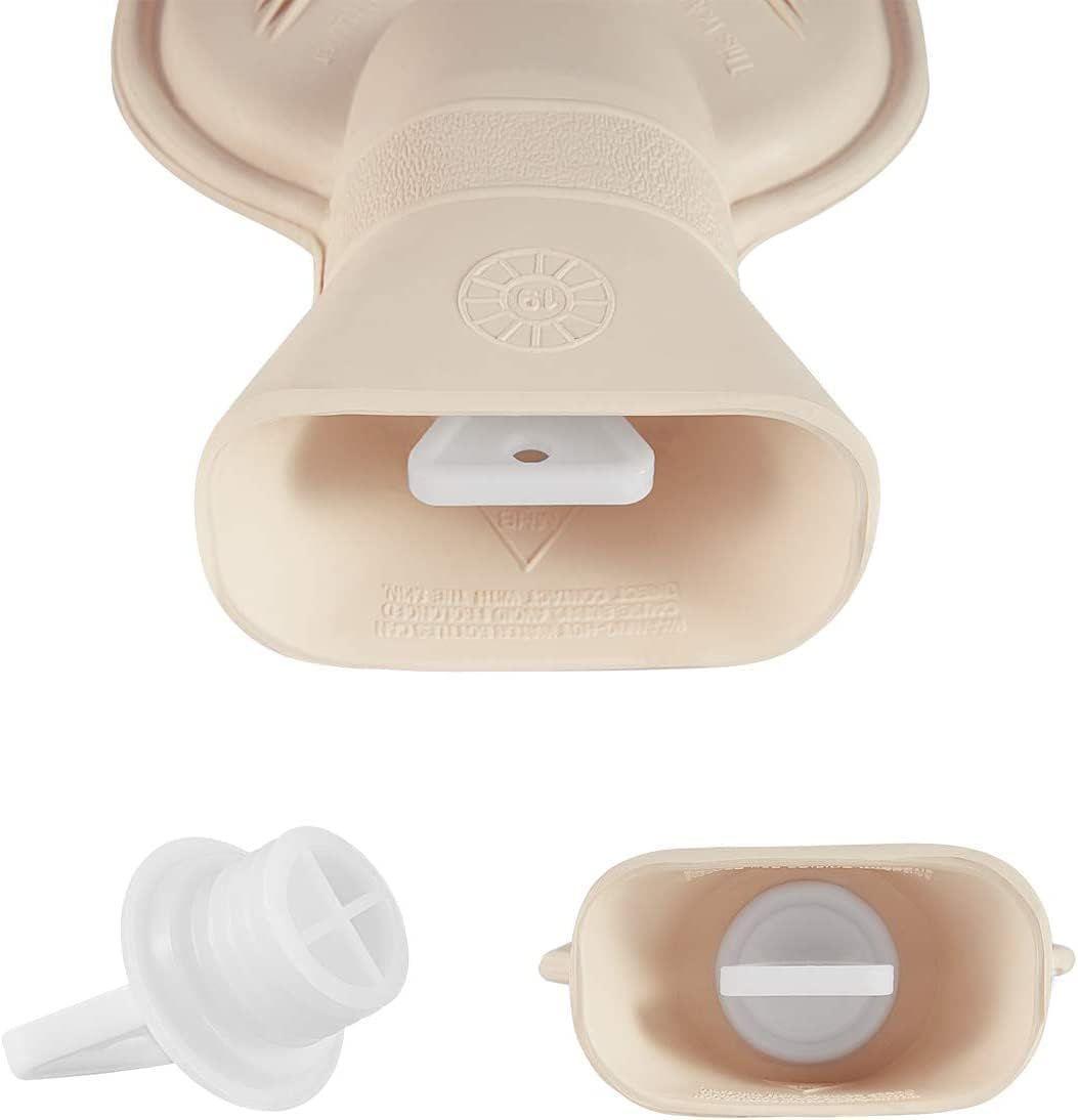 Rubber hot water bottle with soft cover, 2 liters, for pain relief and warming neck, shoulders, knees, and feet.