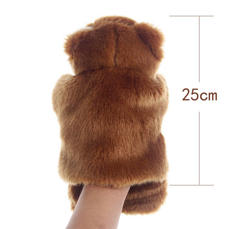 Cute animal doll family hand puppet featuring zoo animals like bear for baby pretend play and educational activities.