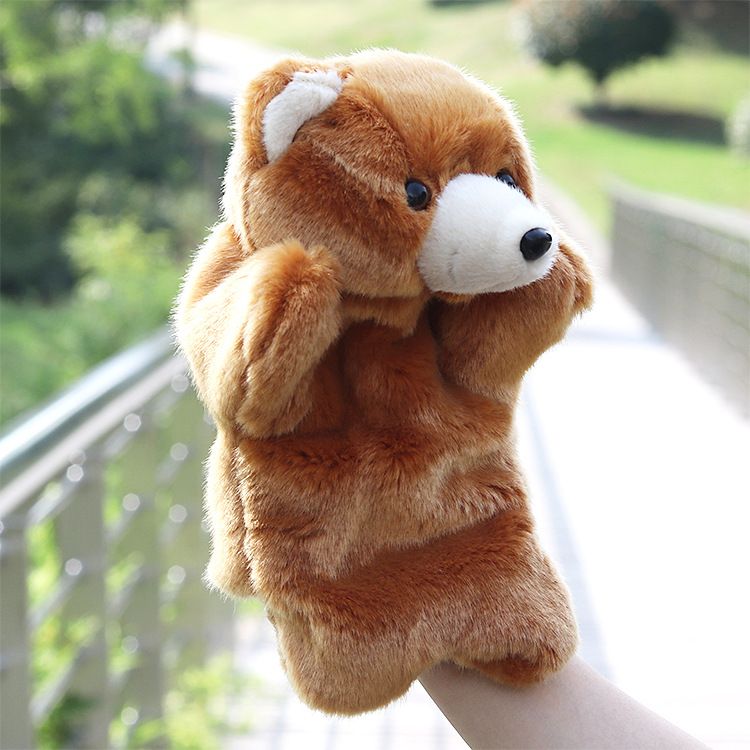 Cute zoo animal baby hand puppet featuring bear design, ideal for educational pretend play and family activities.