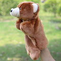 Cute zoo animal hand puppet featuring bear and other animal characters, ideal for baby and kids pretend play activities.