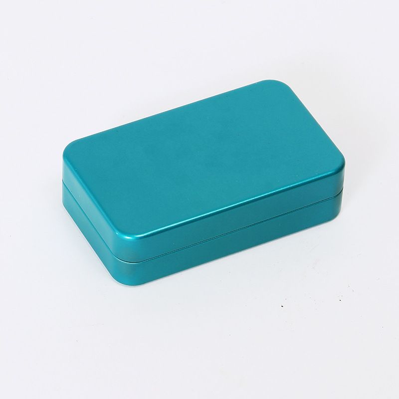 Four small metal tin boxes with lids, compact storage containers from Everything Baby, suitable for home organization and kid's accessories.