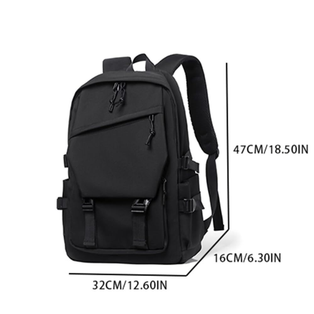 Black waterproof travel backpack by Everything Baby with high capacity and side pockets, ideal for daily use by men and women.