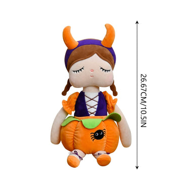 Soft plush Halloween pumpkin doll for babies, orange sitting pumpkin toy by Everything Baby, 10.5 inches tall.