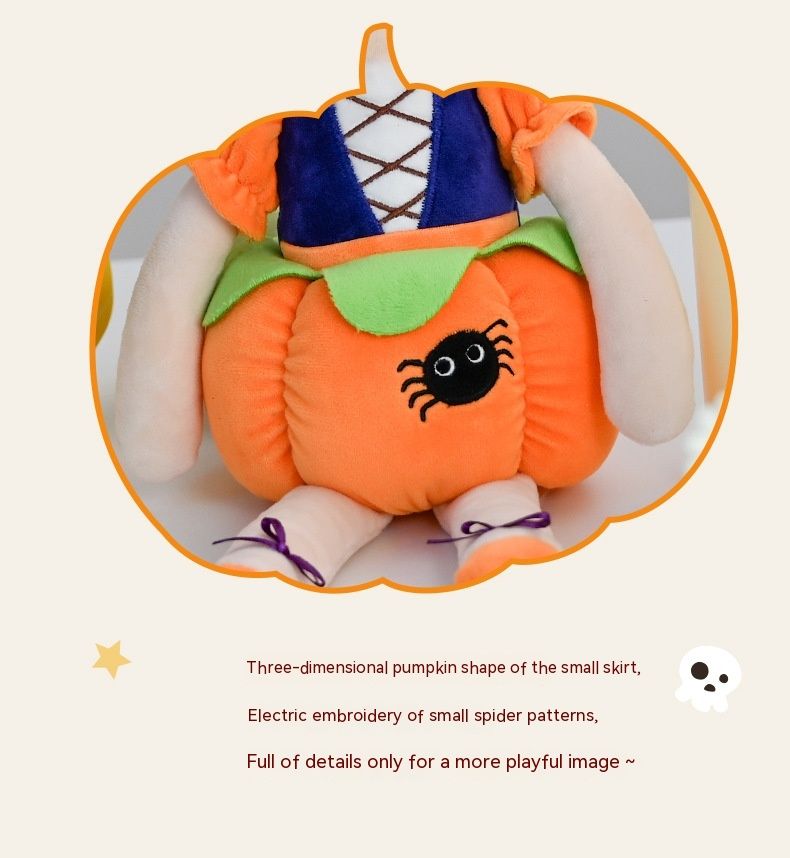 Soft plush Halloween pumpkin doll for babies, orange sitting pumpkin toy for kids, 10.5 inches tall, from Everything Baby.
